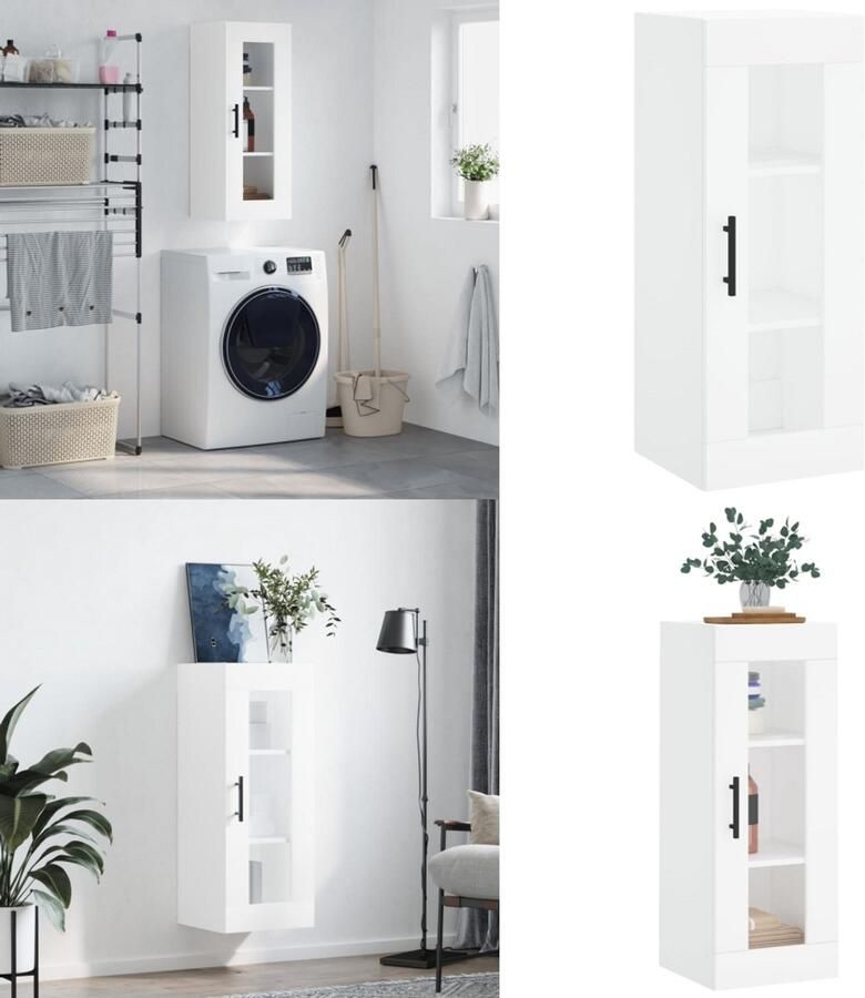 VidaXL Hangkast 34-5x34x90 cm wit Wandkast Wandkasten Hangkast Hangende Kast - Foto 2