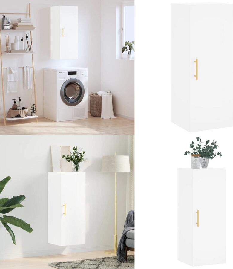 VidaXL Hangkast 34-5x34x90 cm wit Wandkast Wandkasten Hangkast Hangende Kast - Foto 4