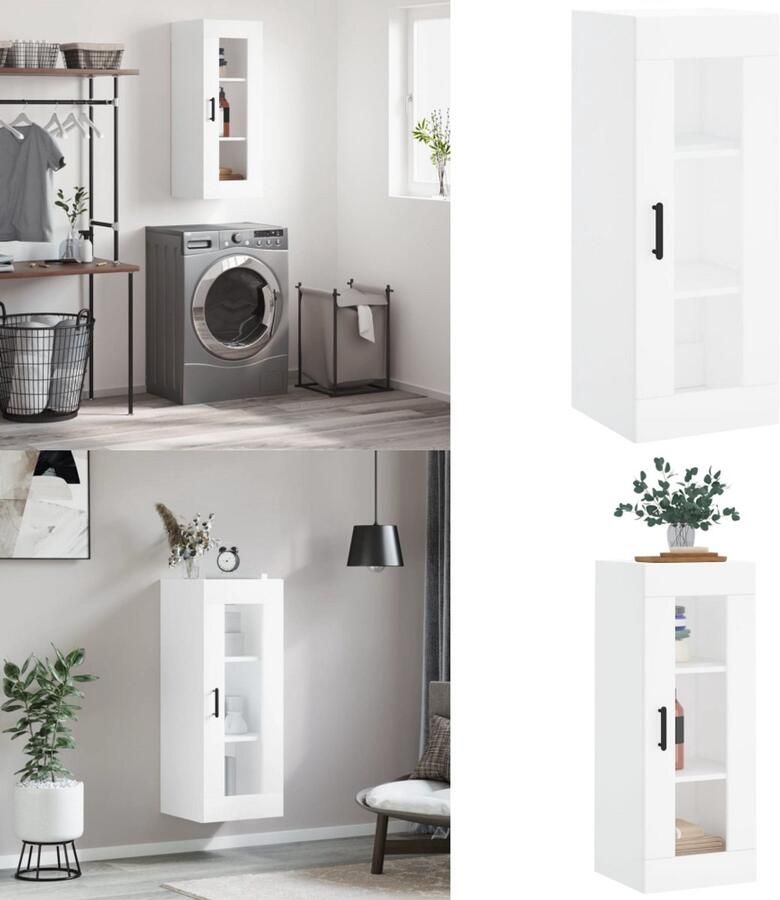 VidaXL Hangkast 34-5x34x90 cm wit Wandkast Wandkasten Hangkast Hangende Kast - Foto 3