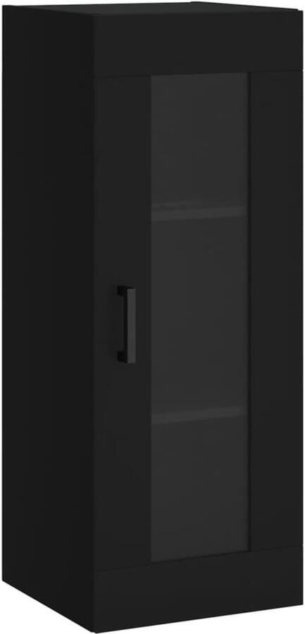 VidaXL Hangkast 34 5x34x90 cm Zwart Wandkast Hangkast Zwevende Kast Zwarte Kast Houten Kast