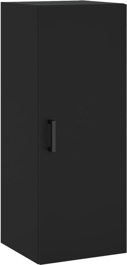 VidaXL Hangkast Zwart 34 5x34x90 cm Bewerkte Hout Hangkast Wandkast Opbergkast Houten Kast Zwarte Kast