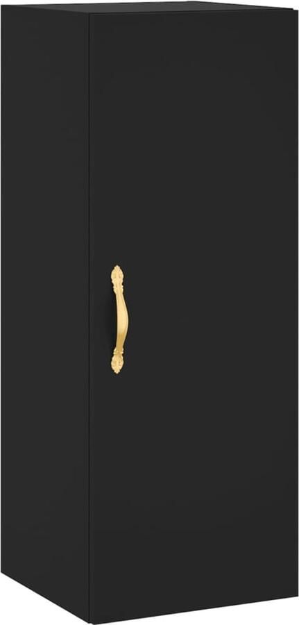 The Living Store Hangkast 34 5x34x90 cm zwart Wandkast Opbergkast Zwarte Kast Houten Kast Hangkast - Foto 2