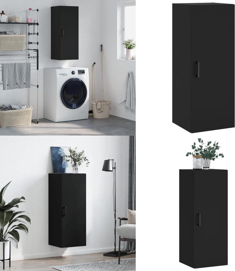 VidaXL Hangkast 34 5x34x90 cm zwart Wandkast Wandkasten Hangkast Hangende Kast