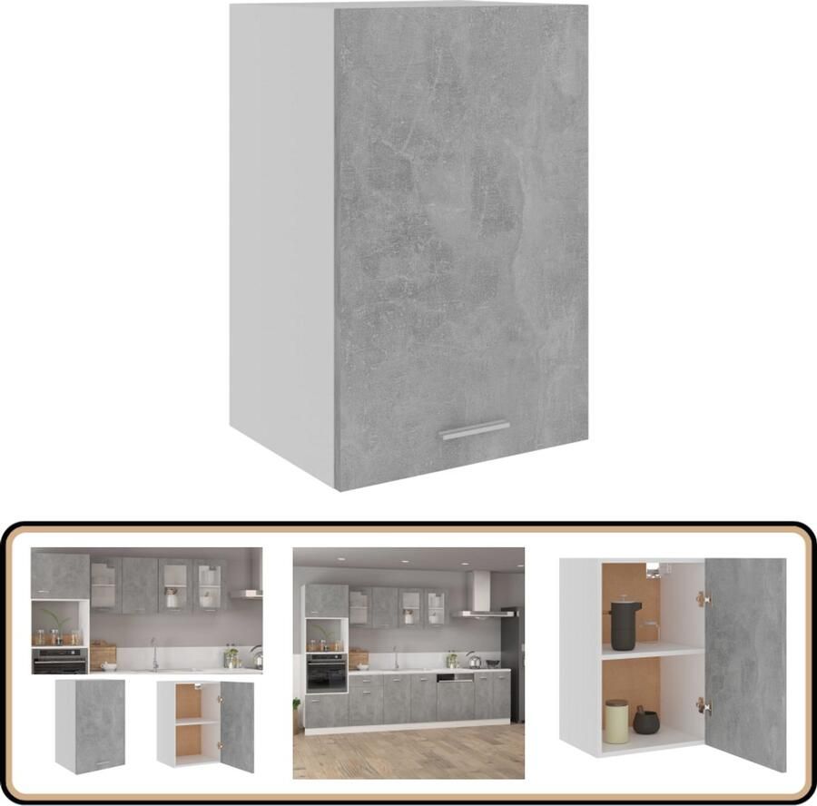 VidaXL Hangkast 39 5x31x60 cm Bewerkte hout Grijs Opbergkast Keukenkast Hangkast Betongrijs Houten Kast