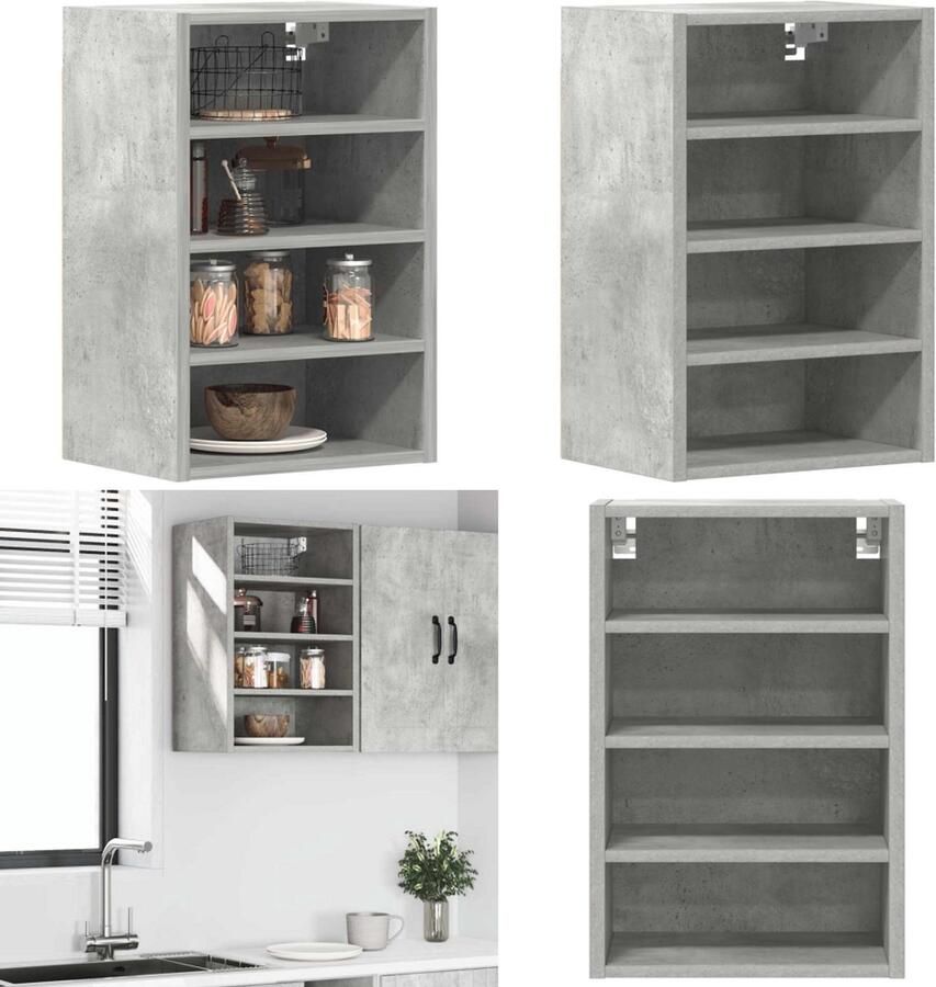 VidaXL Hangkast 40x29 5x60 cm bewerkt hout betongrijs Hangende Kast Hangende Kasten Keukenkast Opbergkast