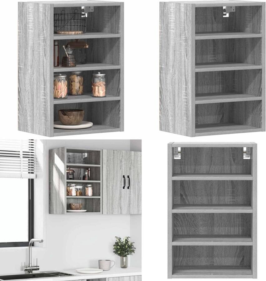 VidaXL Hangkast 40x29 5x60 cm bewerkt hout grijs sonoma eikenkleurig Hangende Kast Hangende Kasten Keukenkast Opbergkast