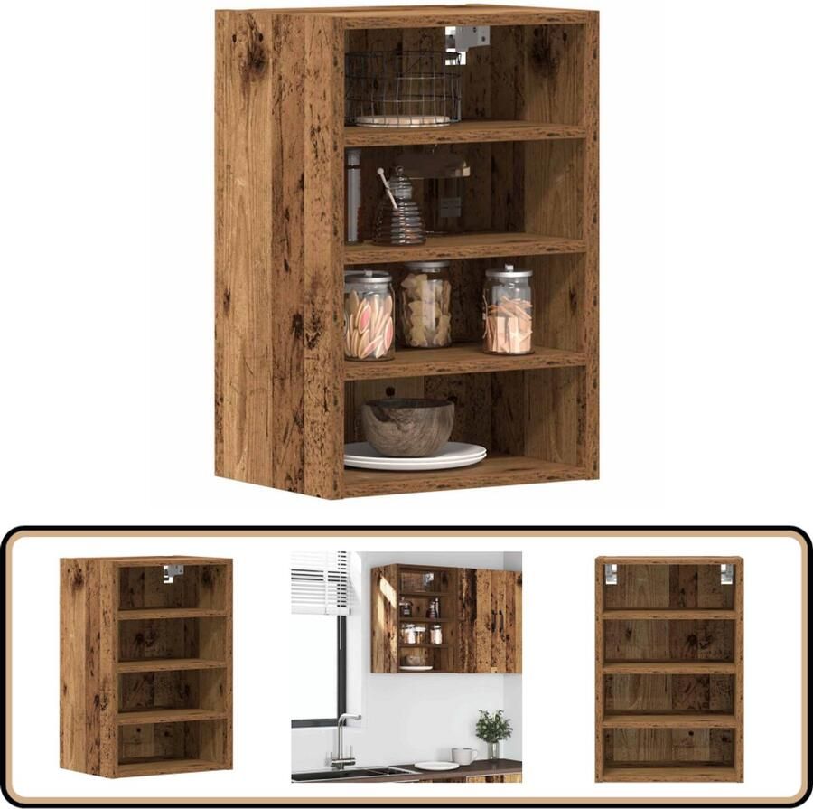 VidaXL Hangkast 40x29 5x60 cm Oud Houtkleur Wandkast Keukenkast Houten Kast Opbergkast Vintage Kast