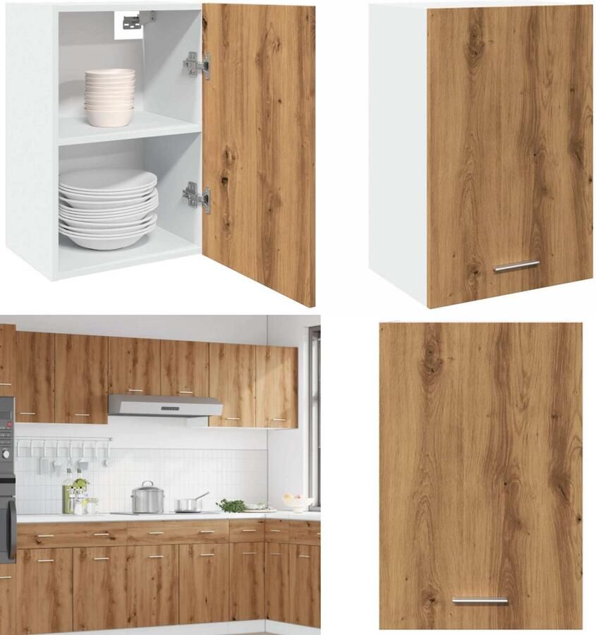 VidaXL Hangkast 40x31x60 cm bewerkt hout artisanaal eikenkleur Hangende Kast Hangende Kasten Keukenkast Opbergkast