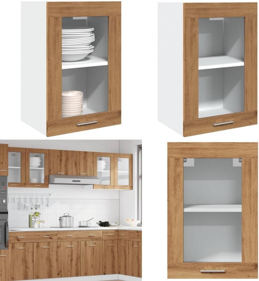 VidaXL Hangkast 40x31x60 cm bewerkt hout artisanaal eikenkleurig Hangkast Hangkasten Hangende Kast Keukenkast