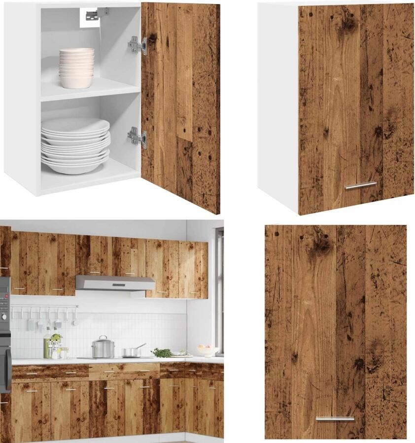VidaXL Hangkast 40x31x60 cm bewerkt hout oud houtkleurig Hangende Kast Hangende Kasten Keukenkast Opbergkast