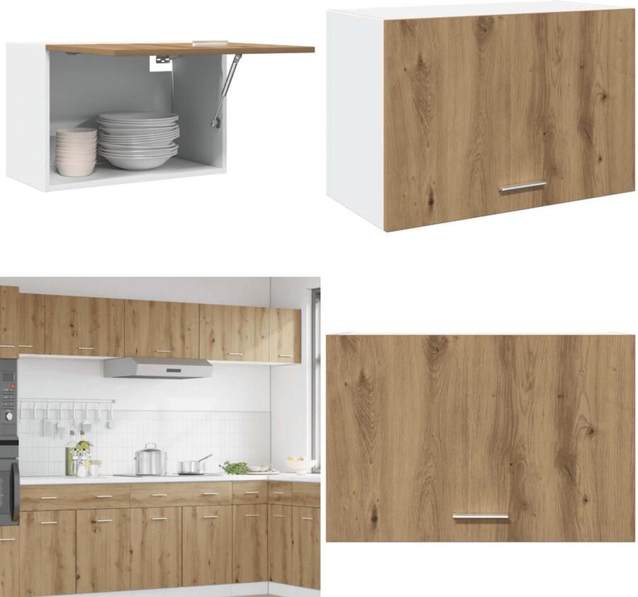 VidaXL Hangkast 60x31x40 cm bewerkt hout artisanaal eikenkleur Hangende Kast Hangende Kasten Keukenkast Opbergkast