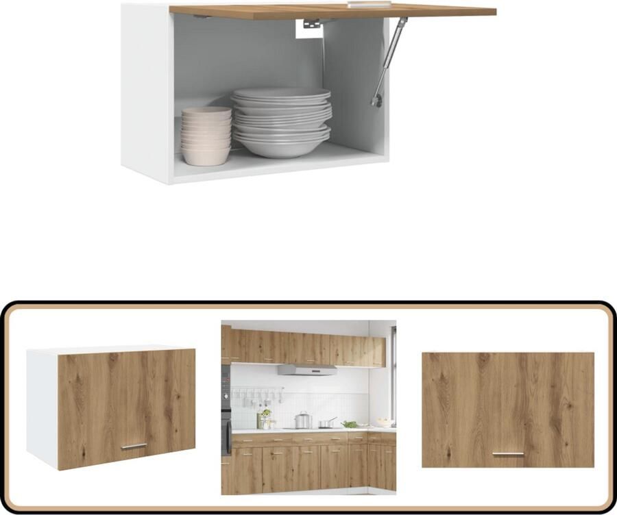 VidaXL Hangkast 60x31x40 cm Bewerkt hout Eiken Wandkast Keukenkast Houten Kast Opslagoplossing Hangkast