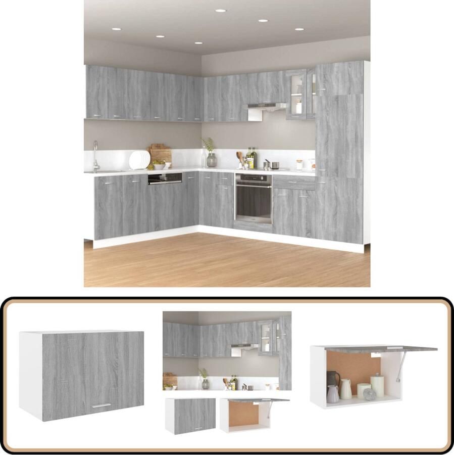 VidaXL Hangkast 60x31x40 cm Grijs Sonoma Eiken Hangkast Keukenkast Wandkast Grijze Kast Houten Kast