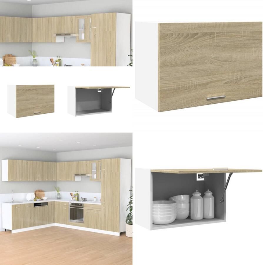 VidaXL Hangkast 60x31x40 cm spaanplaat sonoma eikenkleurig Hangkast Hangkasten Keukenkast Keuken Opbergkast