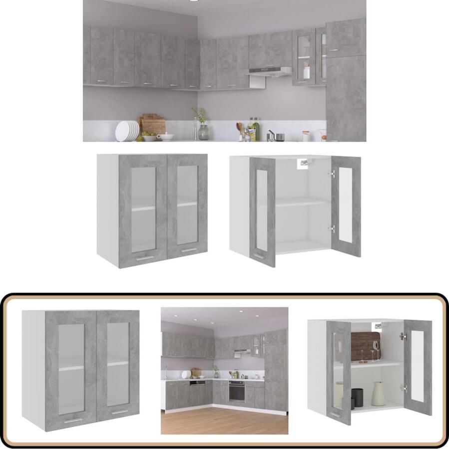 VidaXL Hangkast 60x31x60 cm betongrijs hout Hangkast Keukenkast Opslagruimte Houten Kast Grijze Kast