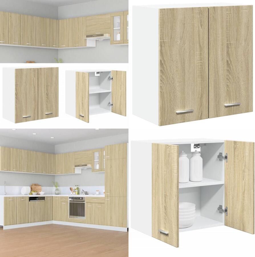 VidaXL Hangkast 60x31x60 cm bewerkt hout sonoma eikenkleurig Hangkast Hangkasten Opbergkast Keukenkast