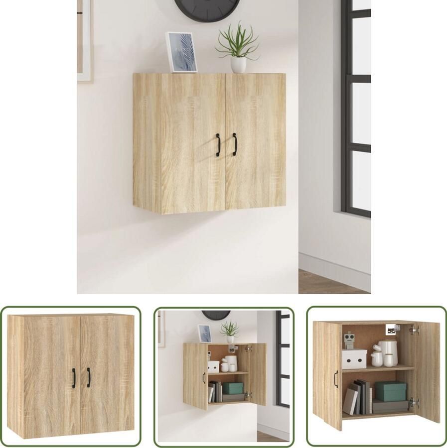 VidaXL Hangkast 60x31x60 cm Sonoma Eiken Wandkast Houten Kast Salontafel Bergruimte Opslagoplossing Landelijke Stijl Modern Design Bruine Kast