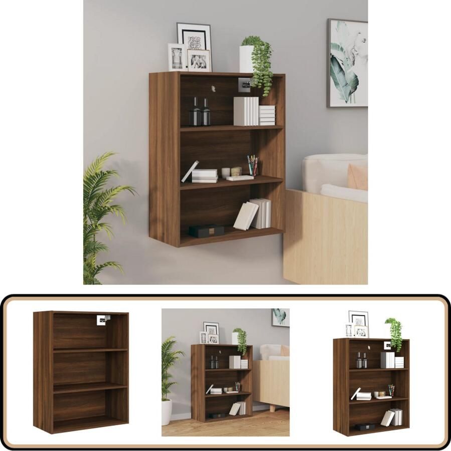 The Living Store Hangkast 69 5x32 5x90 cm bruin eikenkleur Hangkast Wandkast Opbergkast Houten Kast Bruine Eiken