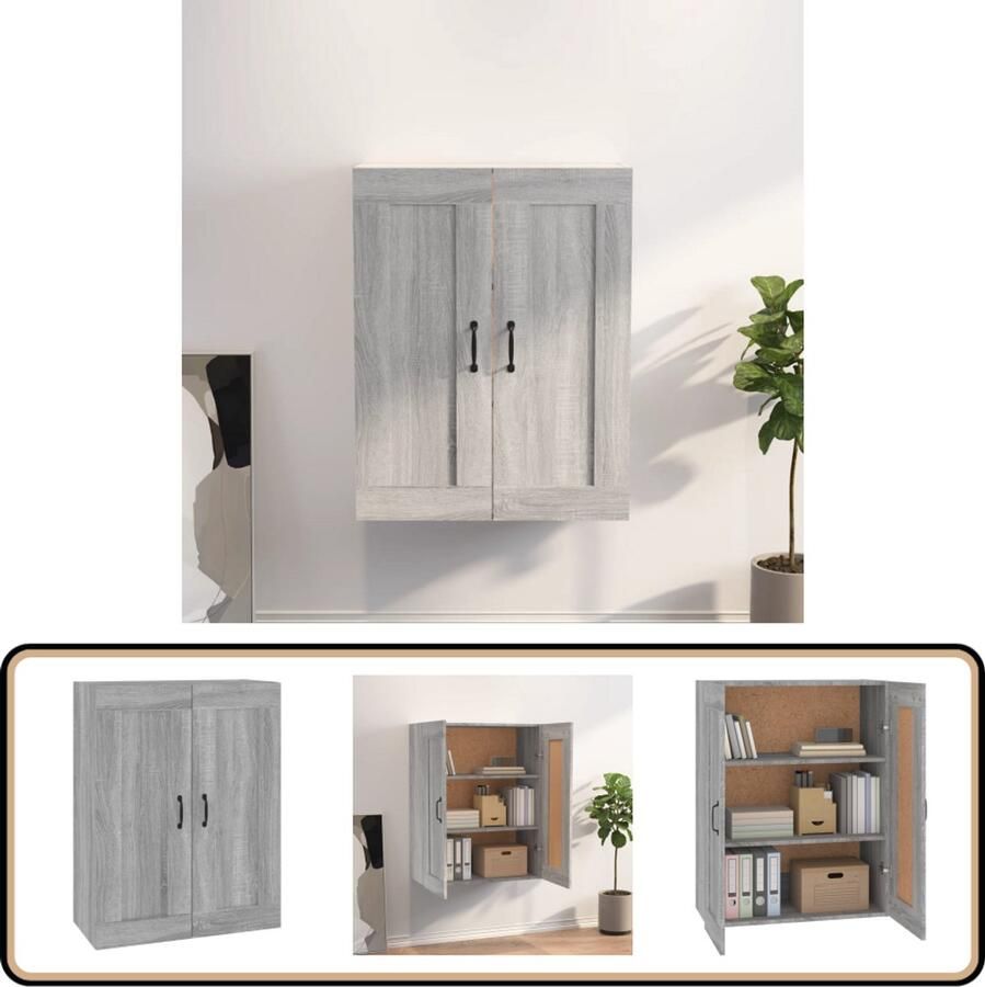 VidaXL Hangkast Grijs Sonoma Eiken 69 5x32 5x90 cm Hangkast Wandkast Bergruimte Opbergvak Houten Kast