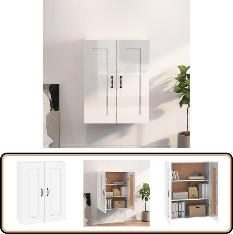 VidaXL Hangkast Hoogglans Wit 69 5x32 5x90 cm Hangkast Houten Kast Wandkast Opslagoplossing Keukenopslag