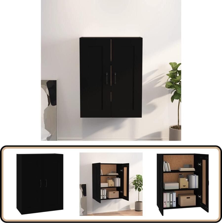 VidaXL Hangkast Zwart 69 5x32 5x90 cm Hout & Metaal Hangkast Zwarte Hangkast Houten Hangkast Wandkast Opslagoplossing