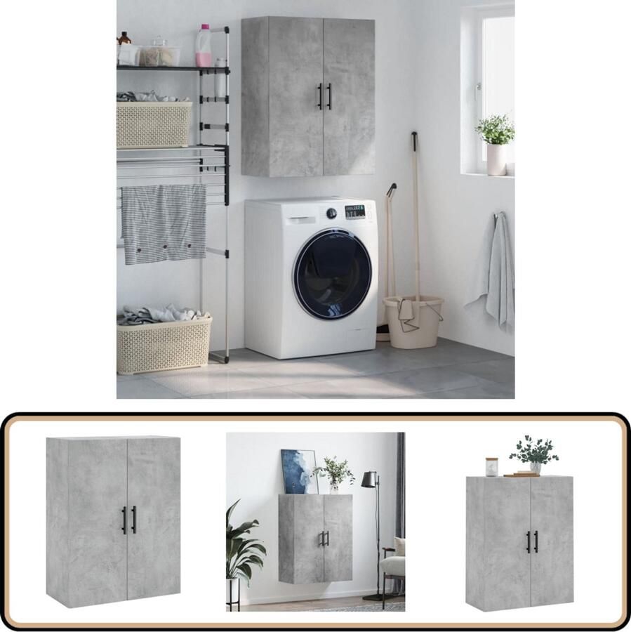 VidaXL Hangkast 69 5x34x90 cm Betongrijs Wandkast Hangkast Opbergkast Houten Kast Grijze Kast