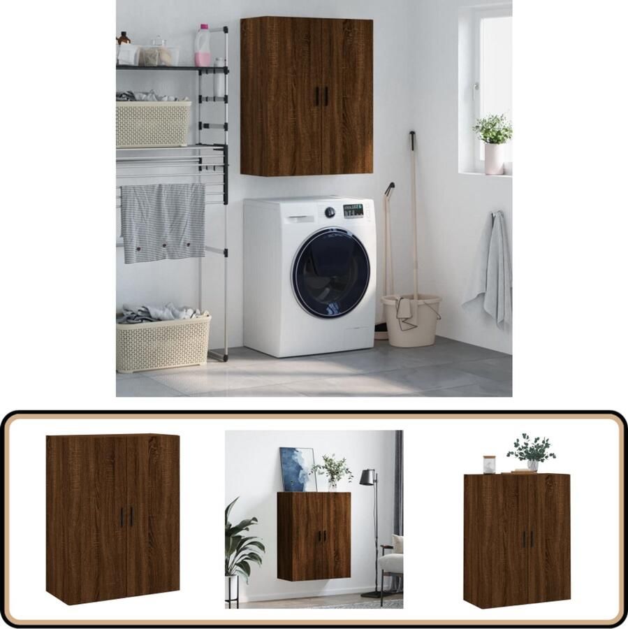 The Living Store Hangkast 69 5x34x90 cm bruin eikenkleur Hangkast Wandkast Houten Kast Opbergkast Bruine Eiken