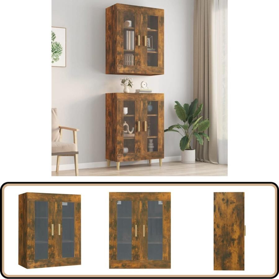 VidaXL Hangkast 69 5x34x90 cm Gerookt Eiken Hangkast Houten Kast Wandkast Bergruimte Opbergkast