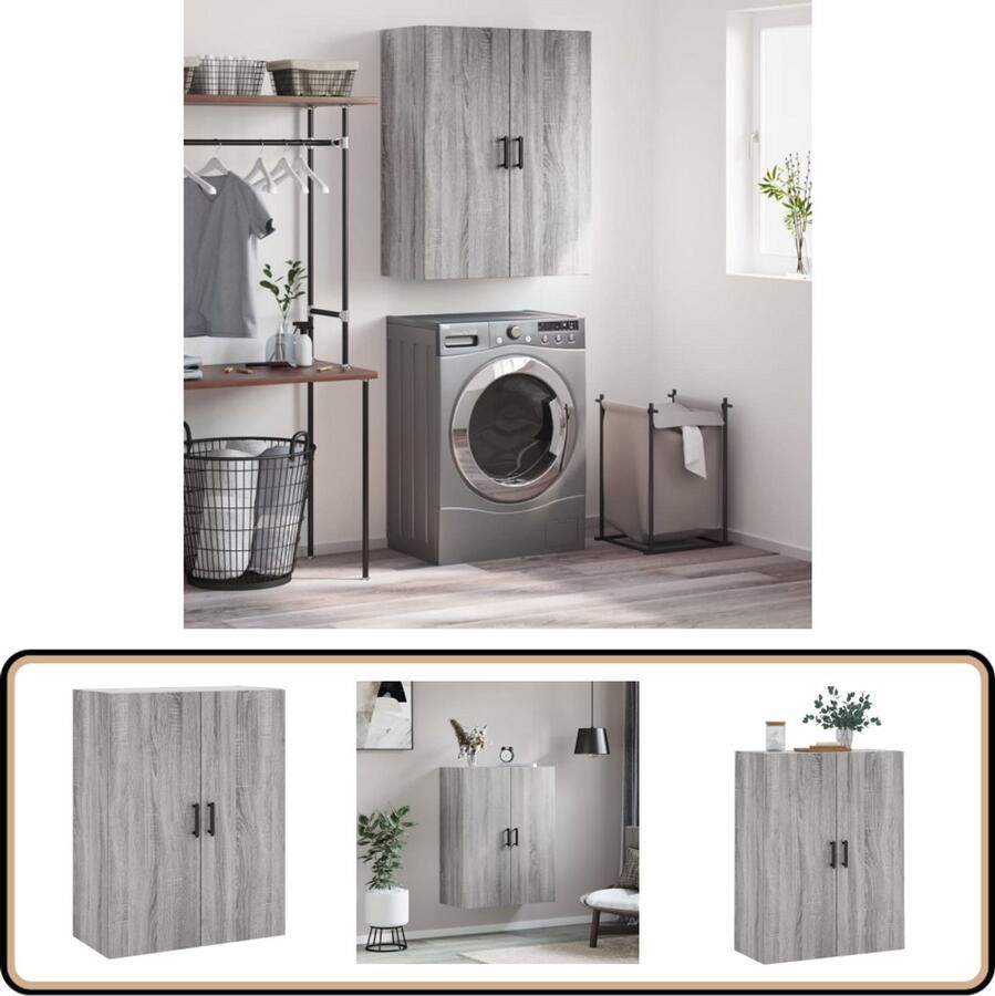 VidaXL Hangkast 69 5x34x90 cm Grijs Sonoma Eik Hangkast Wandkast Opbergkast Houten Kast Grijze Kast