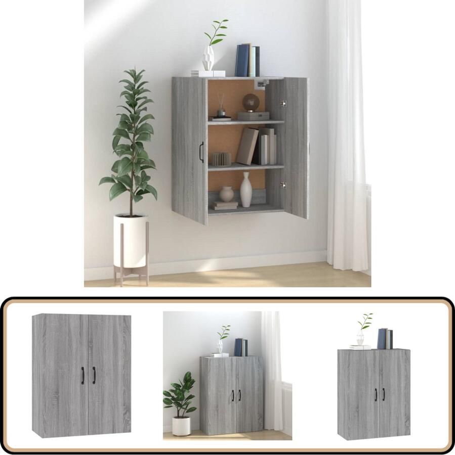 VidaXL Hangkast 69 5x34x90 cm Grijs Sonoma Eiken Hangkast Wandkast Opbergkast Kast Houten Kast Grijze Kast Sonoma Eiken