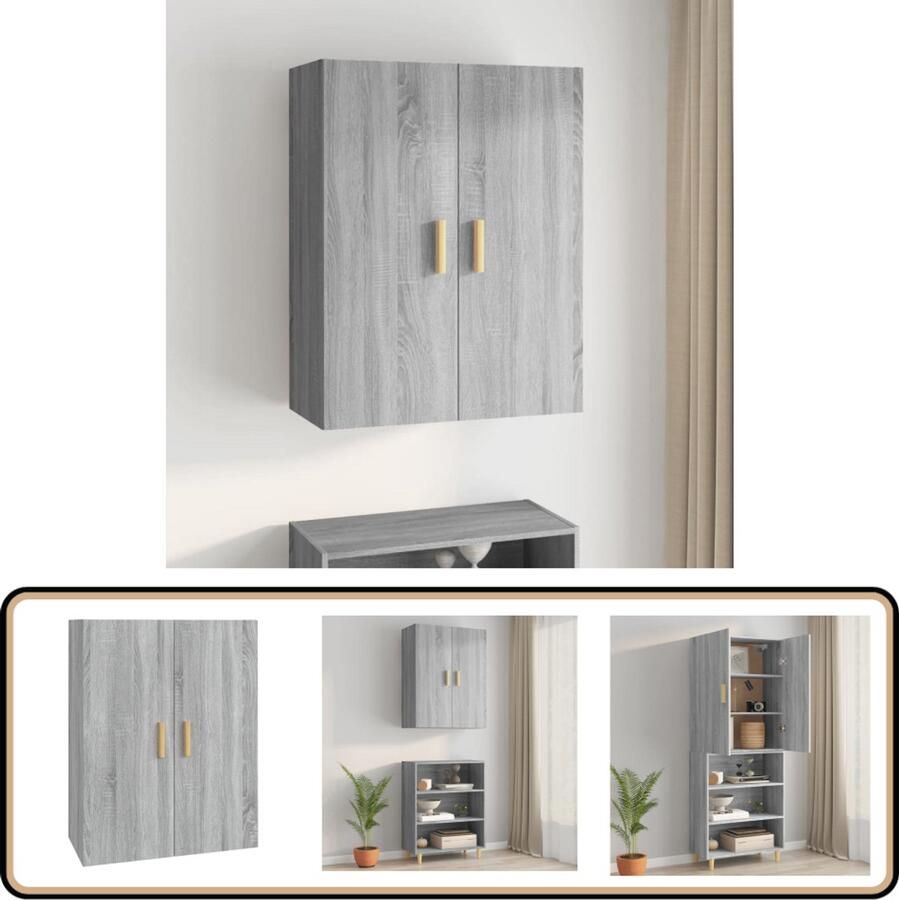 VidaXL Hangkast Grijs Sonoma Eiken 69 5x34x90 cm Hangkast Wandkast Opbergkast Houten Kast Badkamerkast