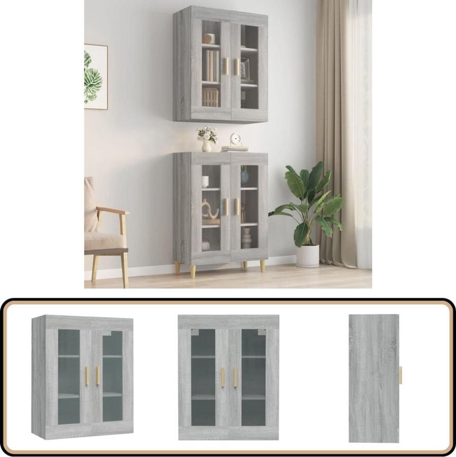 VidaXL Hangkast 69 5x34x90 cm Grijs Sonoma Eiken Hangkast Houten Kast Badkamerkast Slaapkamerkast Woonkamerrkast