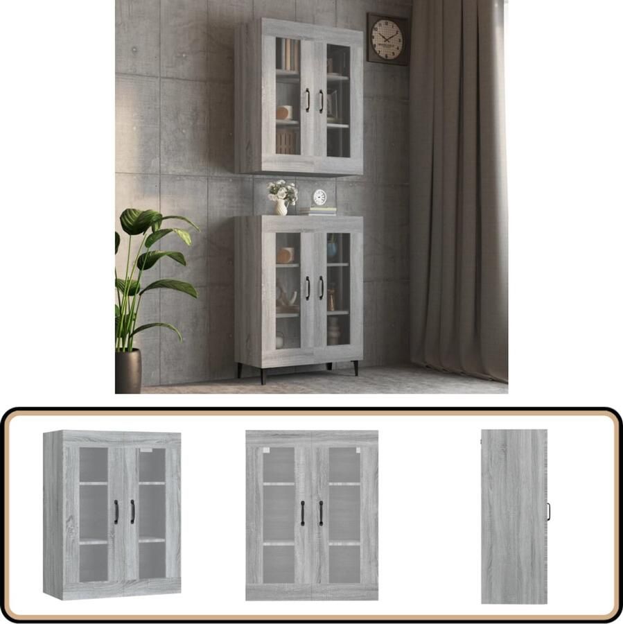 VidaXL Hangkast Grijs Sonoma Eiken 69 5x34x90 cm Hangkast Houten Kast Badkamerkast Woonkamerkast Bergruimte