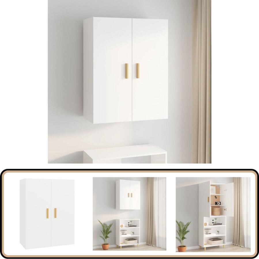 VidaXL Hangkast Wit 69 5x34x90 cm Hangkast Wandkast Opbergkast Houten Kast Wit Kast