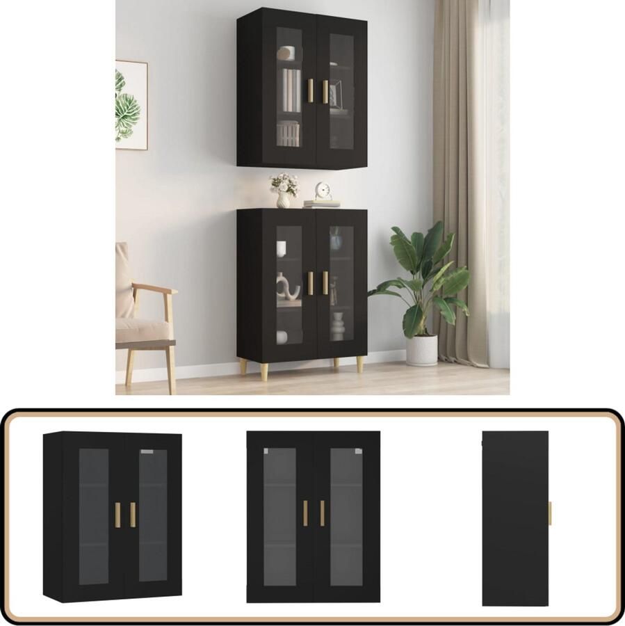 VidaXL Hangkast 69 5x34x90 cm Zwart Hangkast Houten Kast Zwarte Kast Badkamerkast Keukenkast