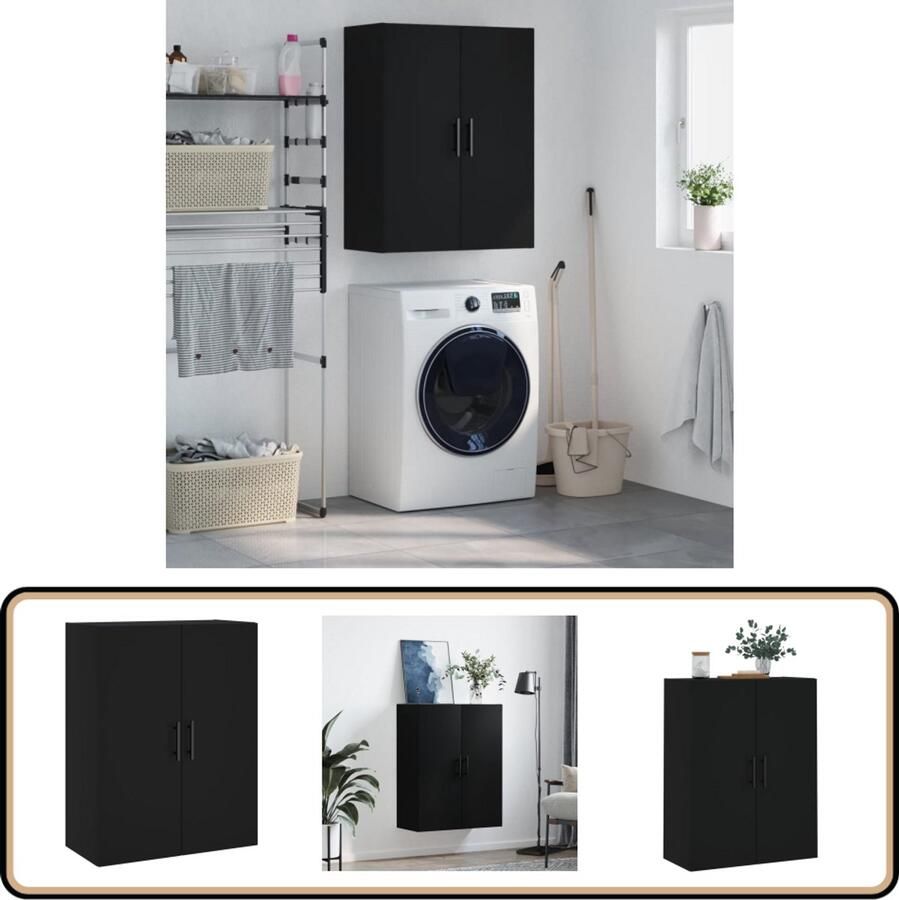 VidaXL Hangkast Zwart 69 5x34x90 cm Wandkast Houten Kast Opbergkast Kast Zwart Kleine Kast