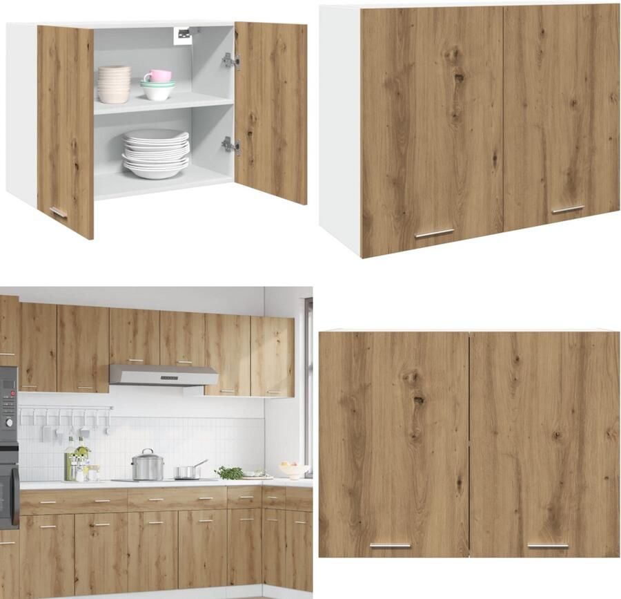 VidaXL Hangkast 80x31x60 cm bewerkt hout artisanaal eikenkleur Hangende Kast Hangende Kasten Keukenkast Opbergkast