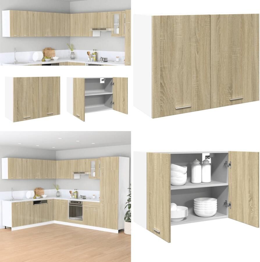 VidaXL Hangkast 80x31x60 cm bewerkt hout sonoma eikenkleurig Hangkast Hangkasten Keukenkast Keuken Opbergkast