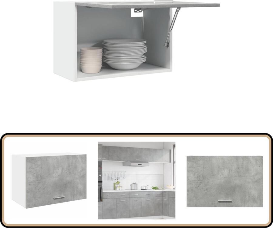 VidaXL Hangkast Betongrijs 60x31x40 cm Hangkast Keukenkast Opslagkast Houten Kast Betongrijs