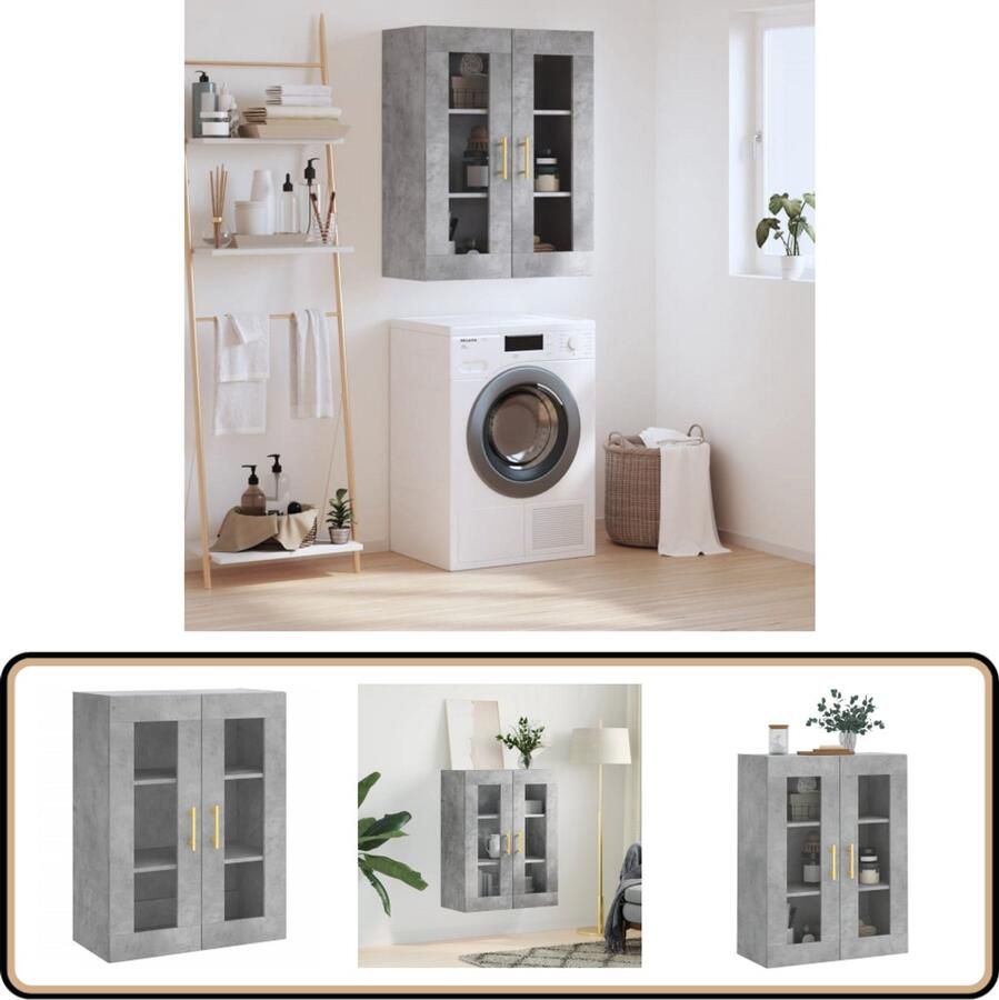 VidaXL Hangkast Betongrijs 69 5x34x90 cm Hangkast Wandkast Opbergkast Houten Kast Grijze Kast - Foto 2