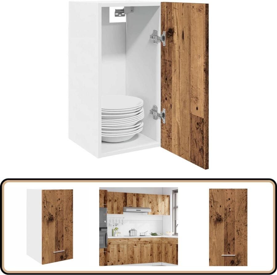 VidaXL Hangkast Bewerkt Hout 30x31x60 cm Oud Hout Wandkast Keukenkast Opslagoplossing Houten Kast Vintage Kast