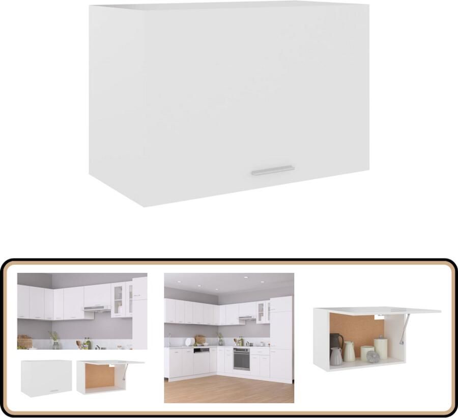 VidaXL Hangkast Bewerkt hout Wit 60x31x40 cm Keukenhangkast Witte Keukenkast Houten Hangkast Kleine Keukenkast Opbergkast Keuken