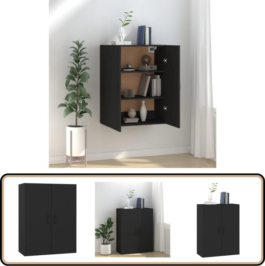 VidaXL Hangkast Bewerkt Hout Zwart 69 5x34x90 cm Hangkast Wandkast Opbergkast Houten Kast Zwarte Kast Zwevende Kast Livingroom Meubels Slaapkamer Meubels