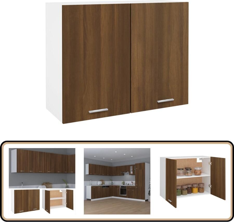 VidaXL Hangkast Bruineiken 80x31x60 cm Wandkast Keukenkast Houten Kast Bruine Eik Opbergkast