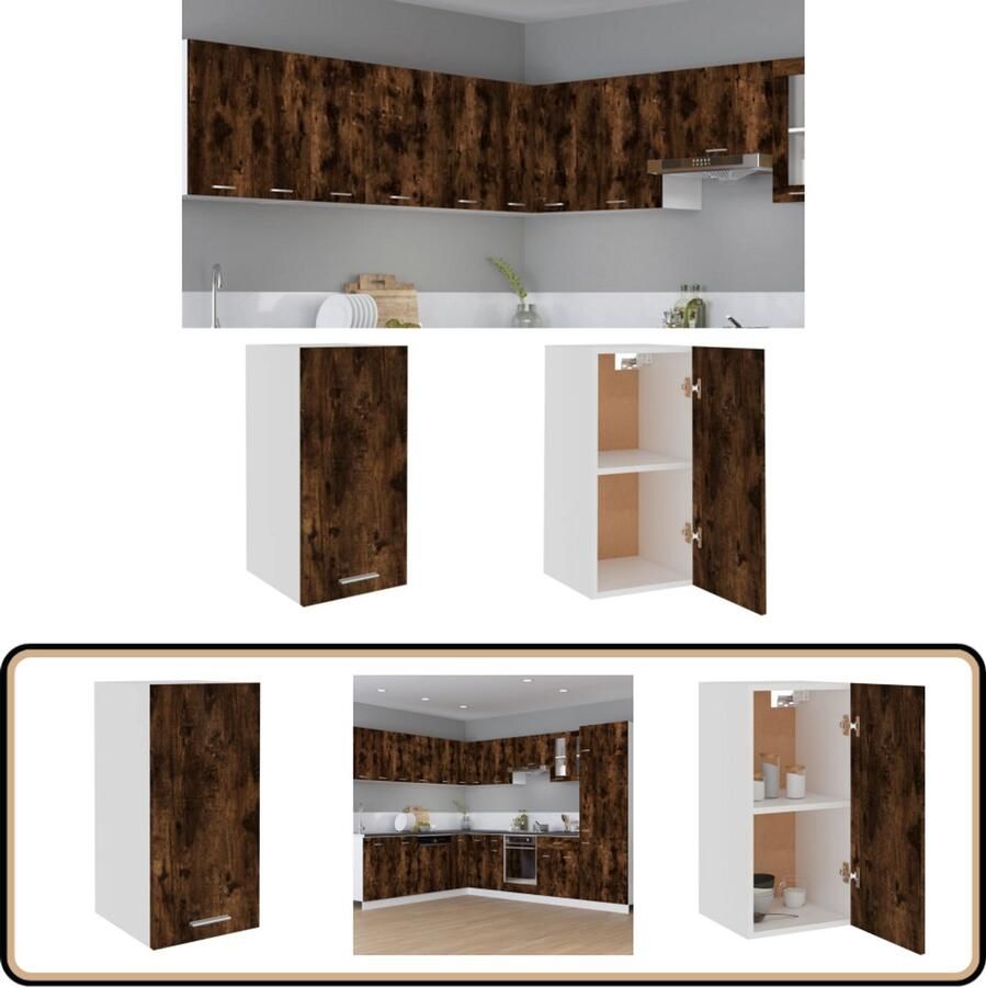 VidaXL Hangkast gerookt eiken 29 5x31x60 cm Wandkast Keukenopslag Houten Kast Bergruimte Badkamerkast