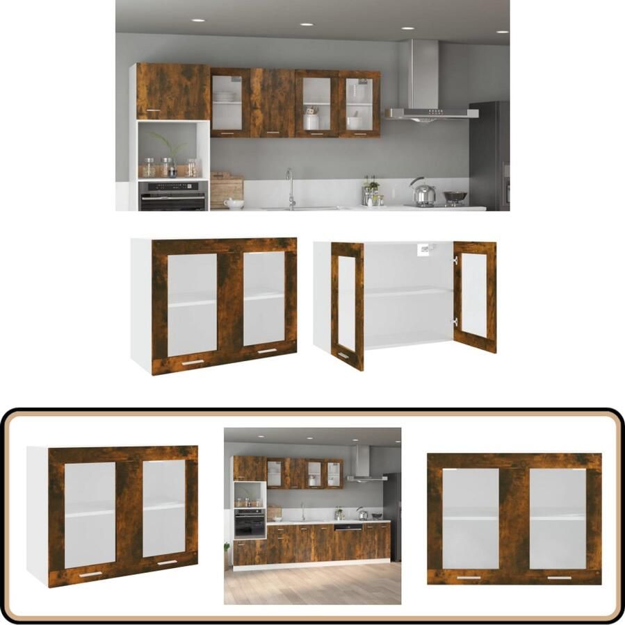 VidaXL Hangkast gerookt eiken 80x31x60 cm Wandkast Keuken Kast Opbergkast Houten Kast Hangkast