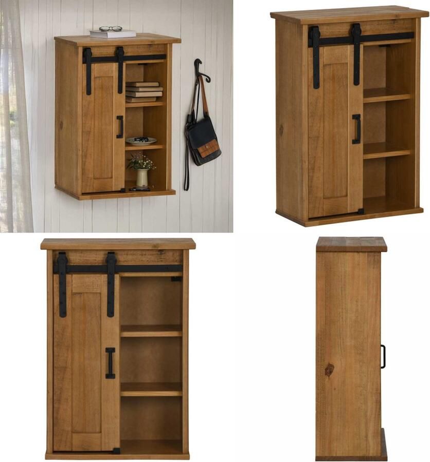 VidaXL Hangkast HALDEN met schuifdeur 49x22 5x70 cm grenenhout Hangkast Hangende Kasten Kast Opbergkast