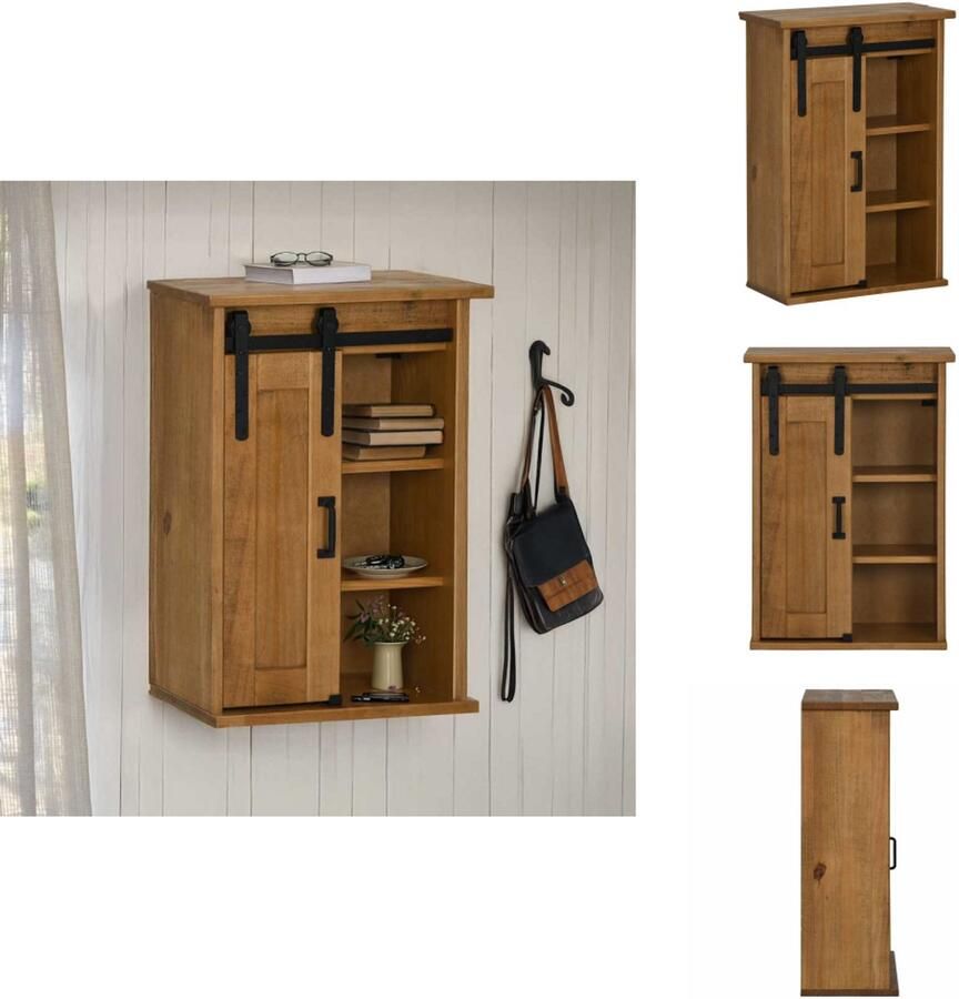 VidaXL Hangkast Hangende Kasten Kast Opbergkast Hangkast HALDEN met schuifdeur 49x22 5x70 cm grenenhout