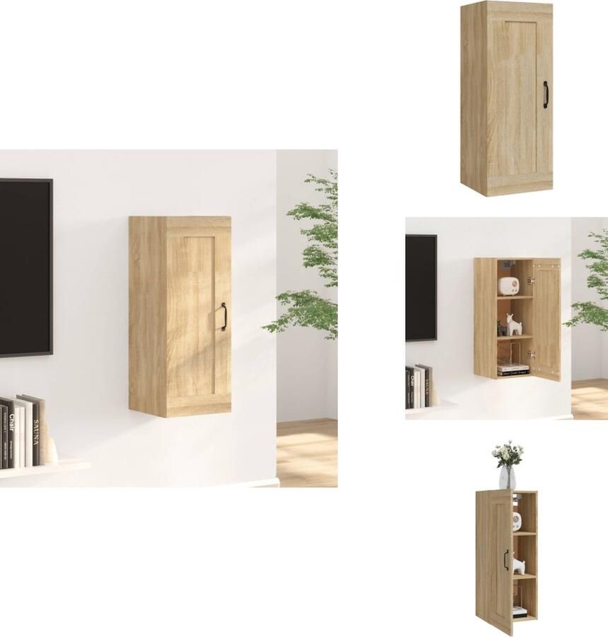 VidaXL Hangkast Hangkasten Hangende Kast Kastje Wandkast 35x34x90 cm bewerkt hout grijs sonoma eikenkleurig