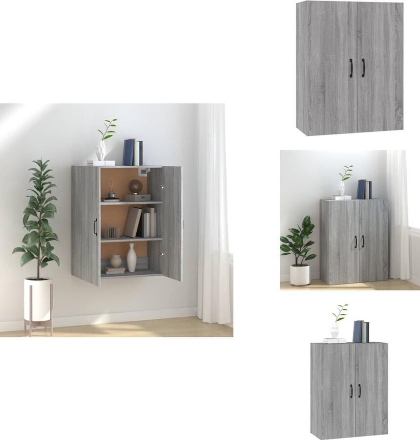 VidaXL Hangkast Hangkasten Hangende Kast Kastje Hangkast 69-5x34x90 cm bewerkt hout grijs sonoma eikenkleurig